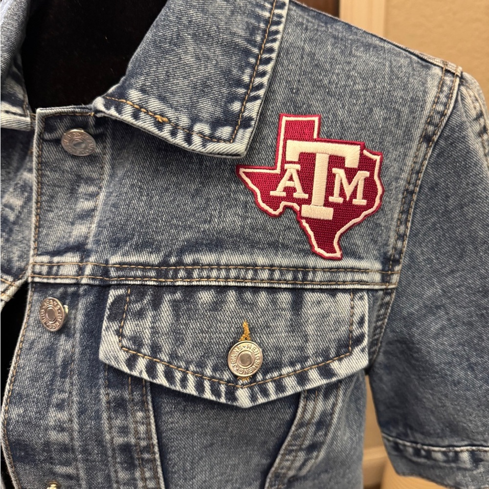 Texas Aggie Bow Patched Denim Jacket (NEW!) - Picture 6 of 9